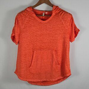 Live Well Lifestyle Womens Large Orange‎ Hoodie Top Short Sleeve Pullover Casual